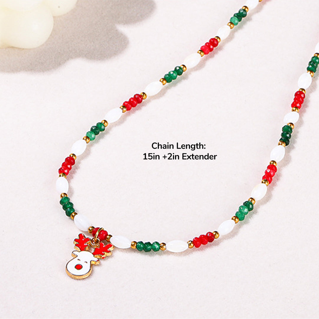 Natural White Shell Carnelian Girl Christmas Bracelet and Necklace Set