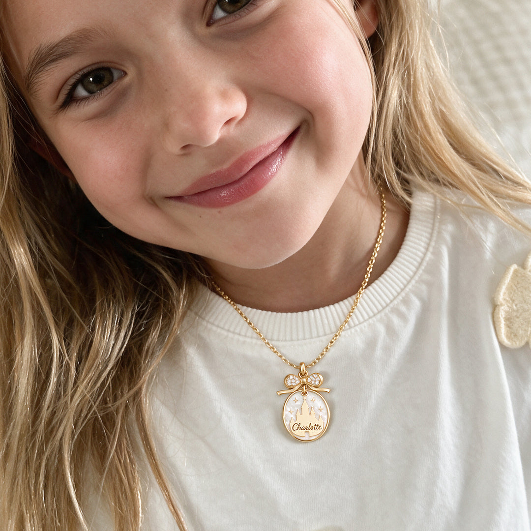 Personalized Fairy Tale Castle Name Pendant Necklace