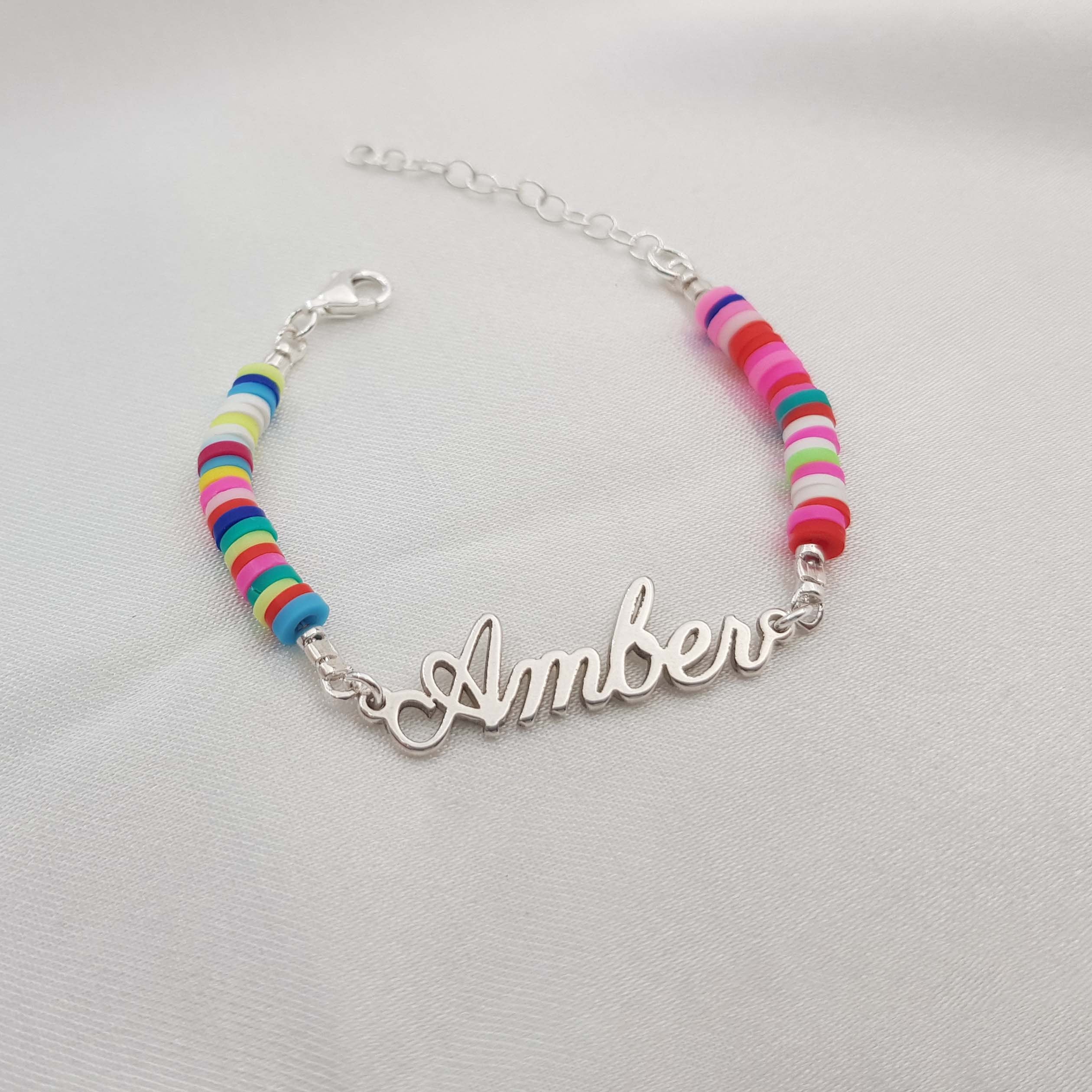 Customized Children's Name Colored Clay Bracelet