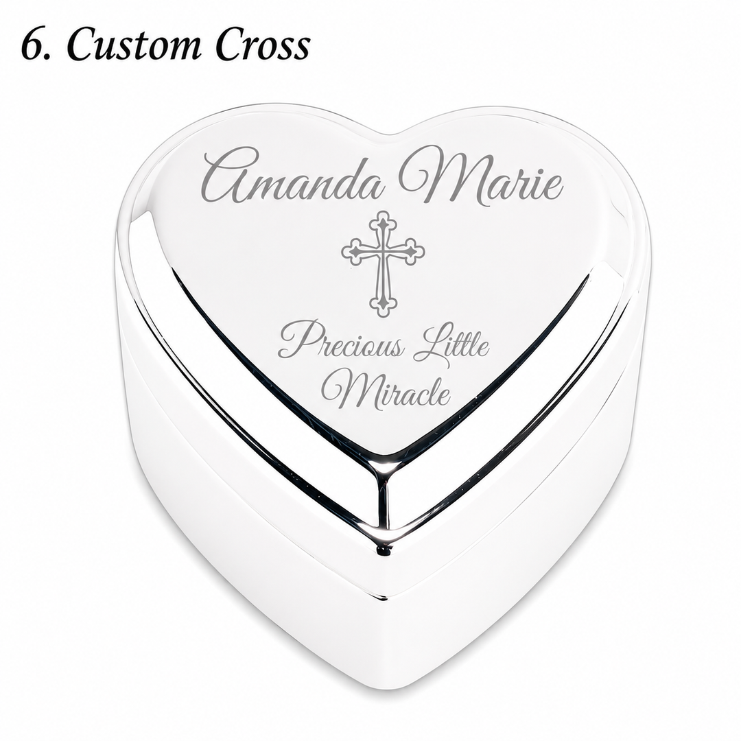 Personalized Baby Baptism or Christening Heart Jewelry Box