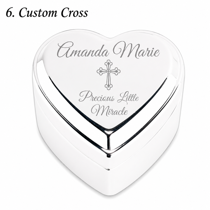 Personalized Baby Baptism or Christening Heart Jewelry Box
