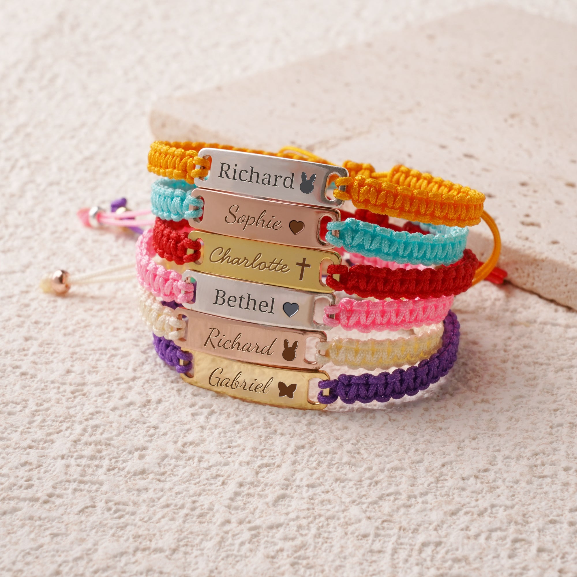 Personalized Handmade Braided Cord Child ID Bracelet