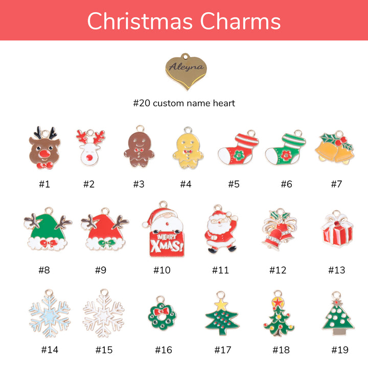 Bracelet enfant personnalisé avec breloque de Noël en forme de cœur