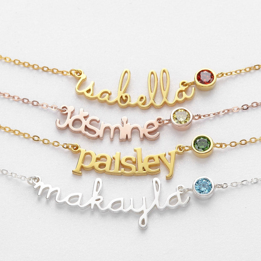 Customized Princess Name Birthstone Necklace