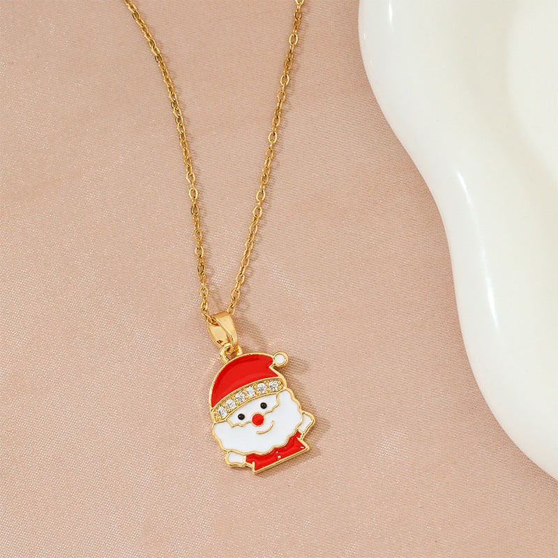 14k Gold Plated Girl's Christmas Holiday Pendant Necklace