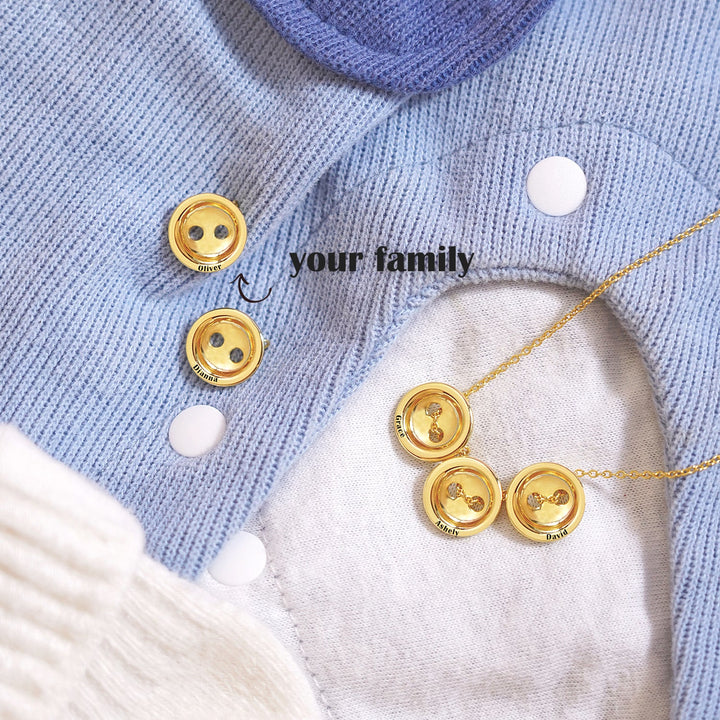 Personalized Family Circle Button Name Necklace