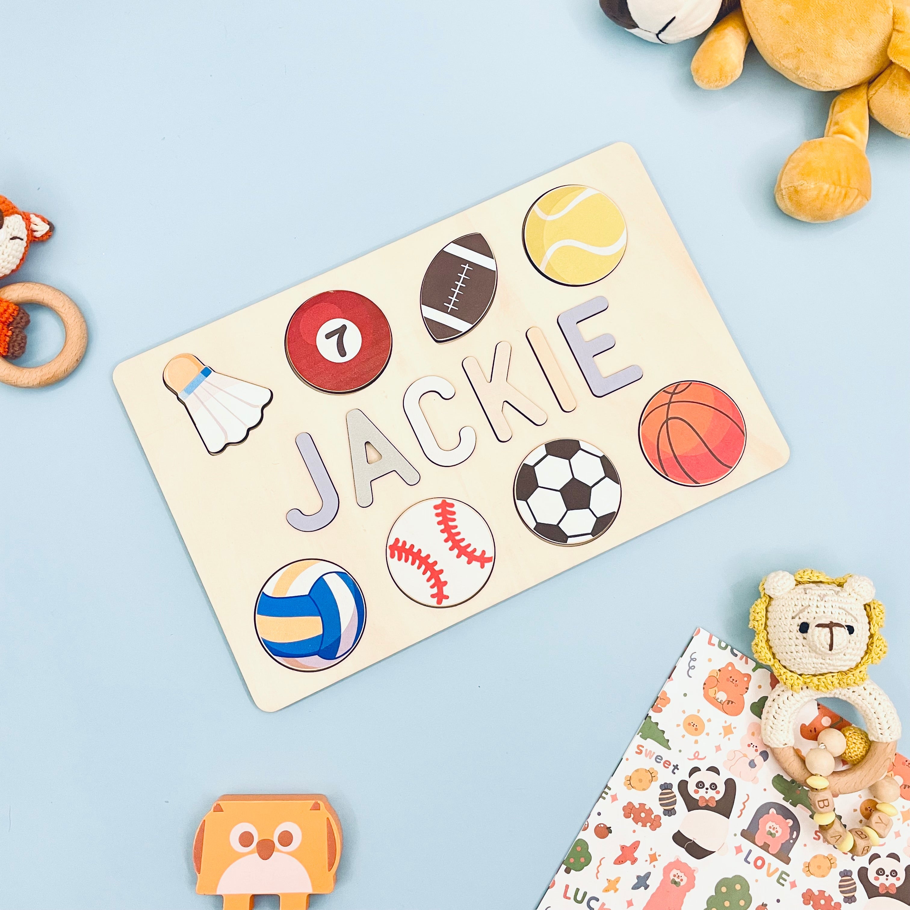Custom Wooden Baby Name Puzzle with Balls