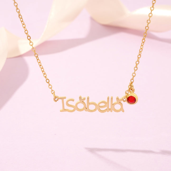 Customized Princess Name Birthstone Necklace