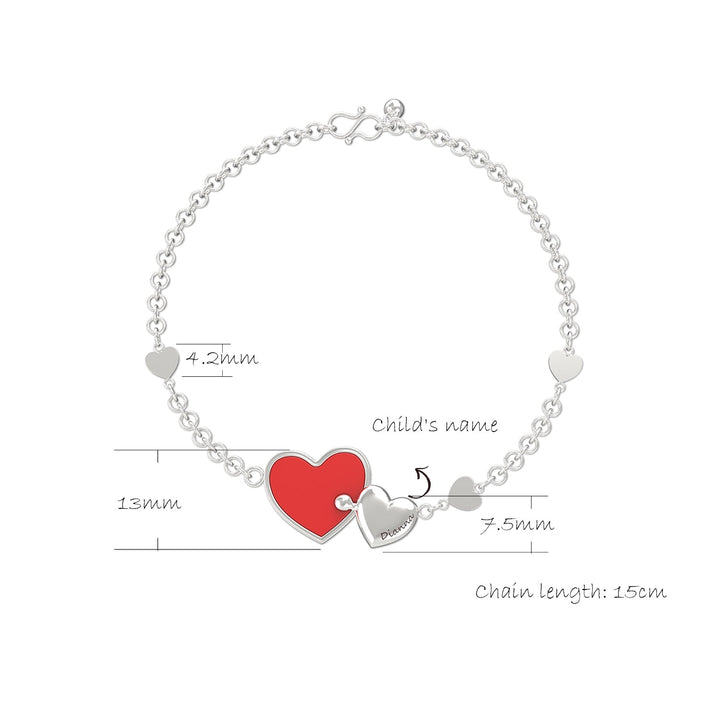 S925 Inseparable Hearts Personalized Kids Name Bracelet