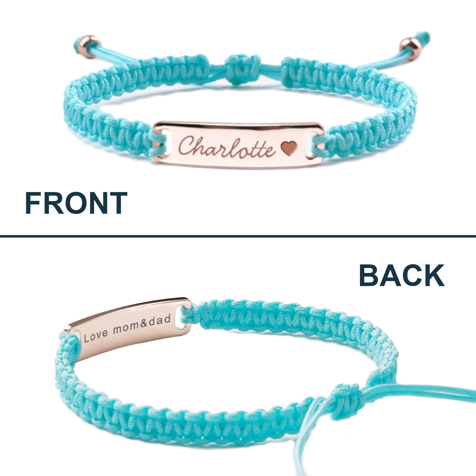 Personalized Handmade Braided Cord Child ID Bracelet