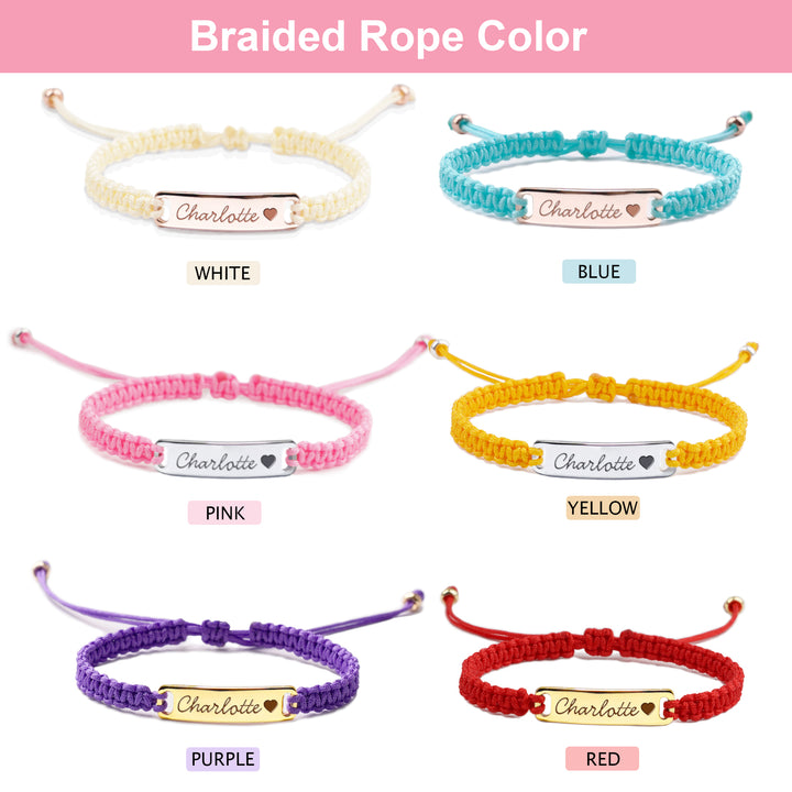 Personalized Handmade Braided Cord Child ID Bracelet Color