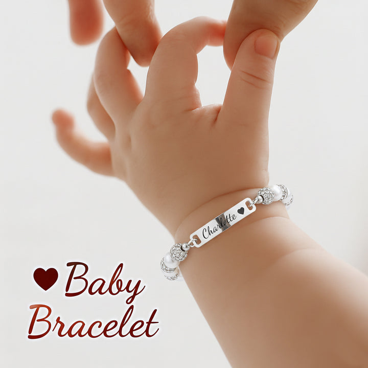 CZ Silber Personalisiertes Babynamen-Perlenarmband 
