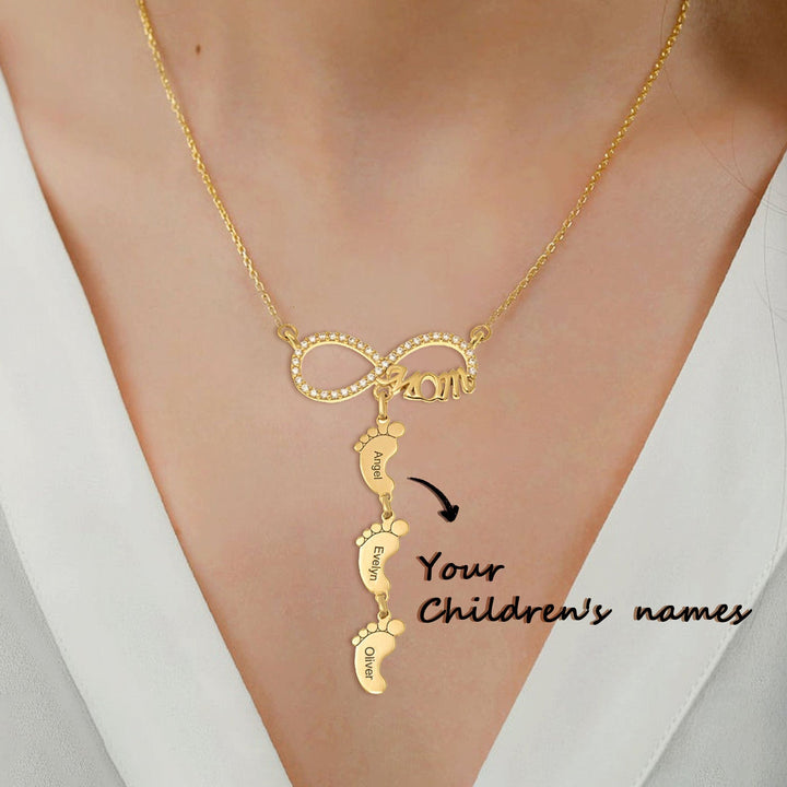 Personalized Name Necklace with Baby Feet Pendant