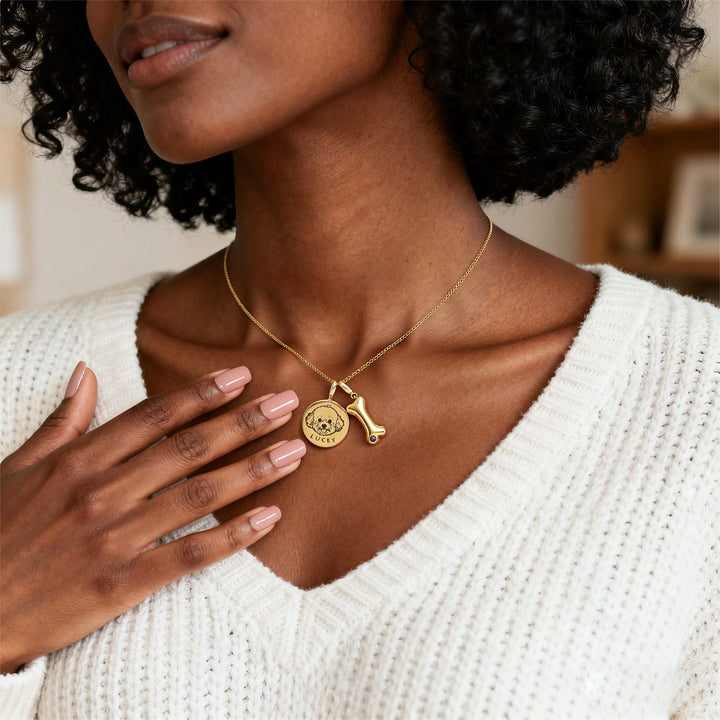 Personalized Pet Photo Name & Birthstone Necklace