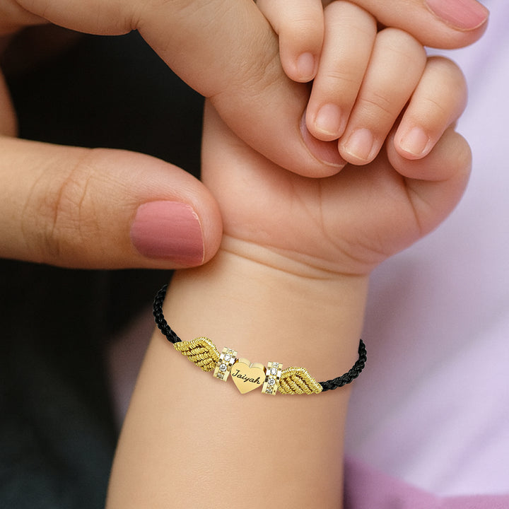 Angel Wings Personalized Baby Name Braided Bracelet