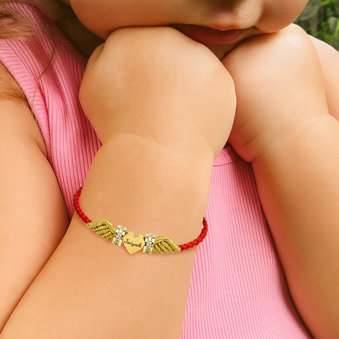Angel Wings Personalized Baby Name Braided Bracelet
