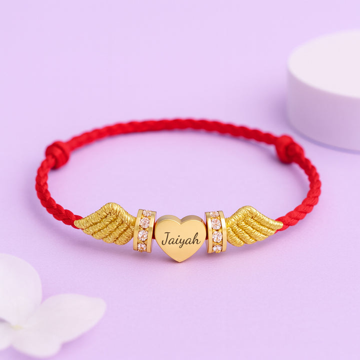 Angel Wings Personalized Baby Name Braided Bracelet