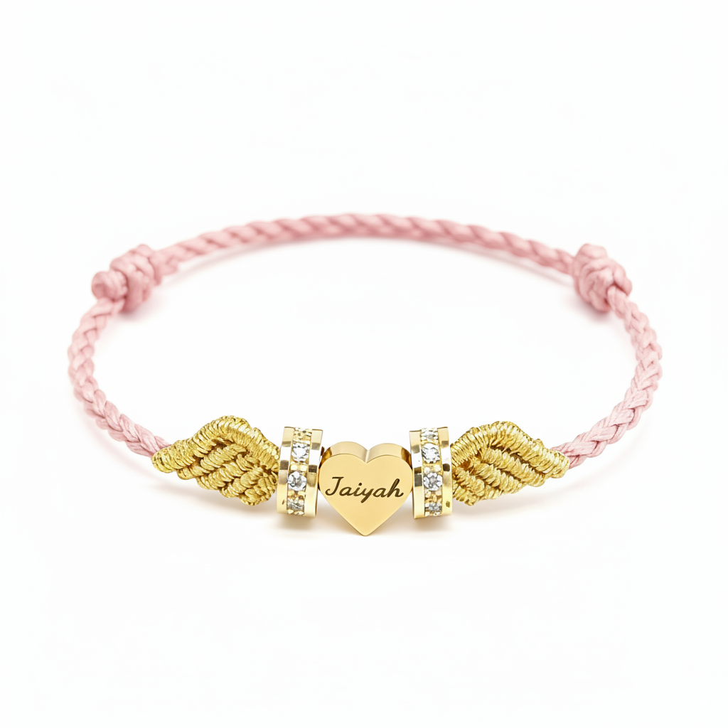 Angel Wings Personalized Baby Name Braided Bracelet