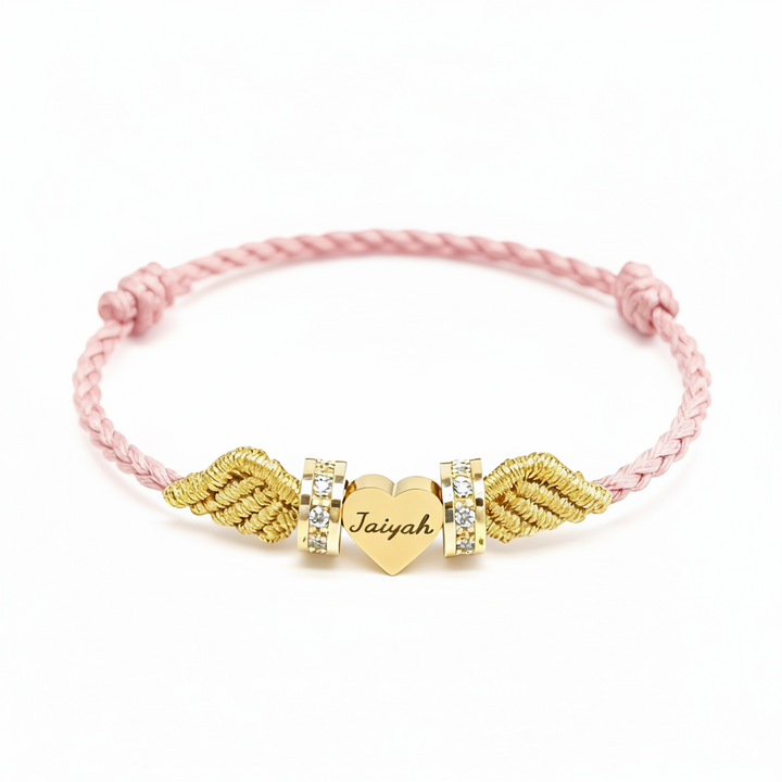 Angel Wings Personalized Baby Name Braided Bracelet