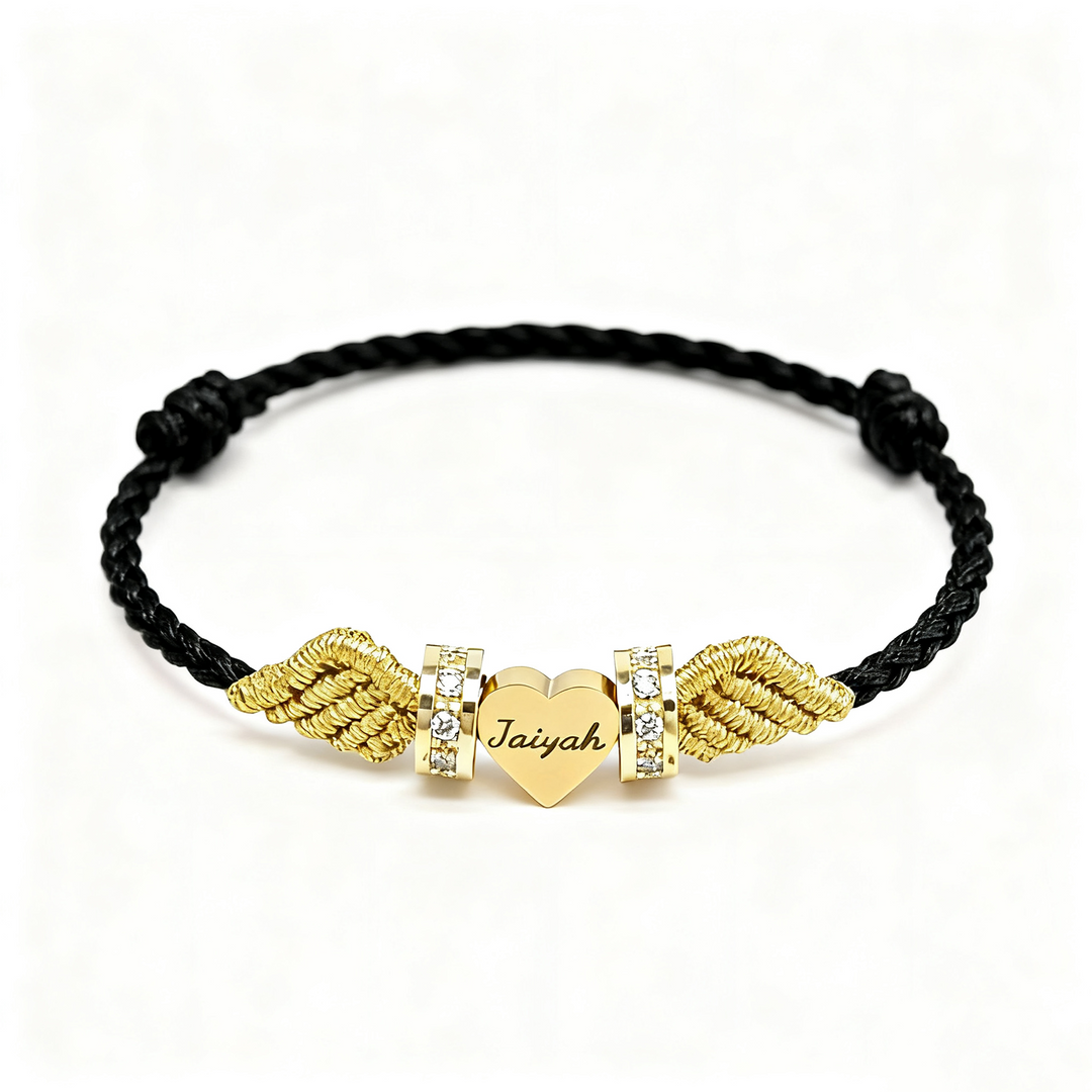 Angel Wings Personalized Baby Name Braided Bracelet