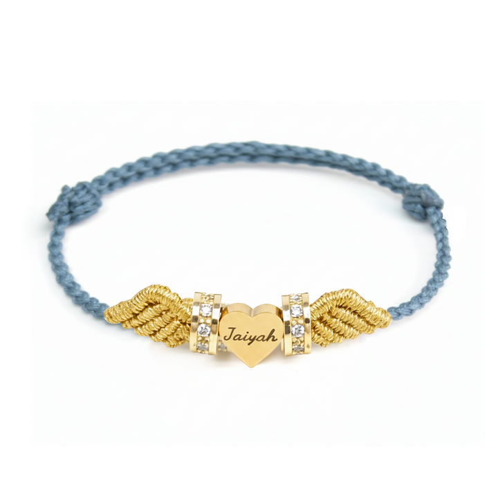 Angel Wings Personalized Baby Name Braided Bracelet