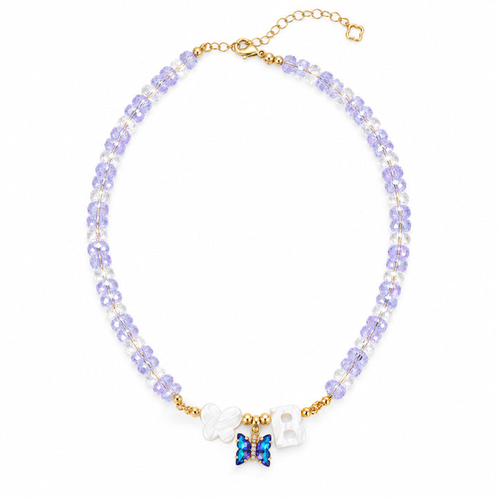 Personalized Birthstone Butterfly Initial Necklace for Girls