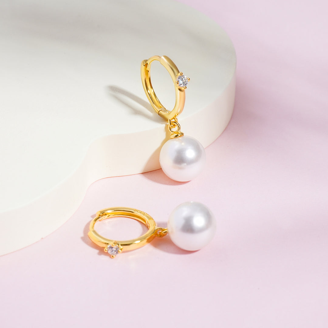 CZ Accent Pearl Drop Girls Earrings