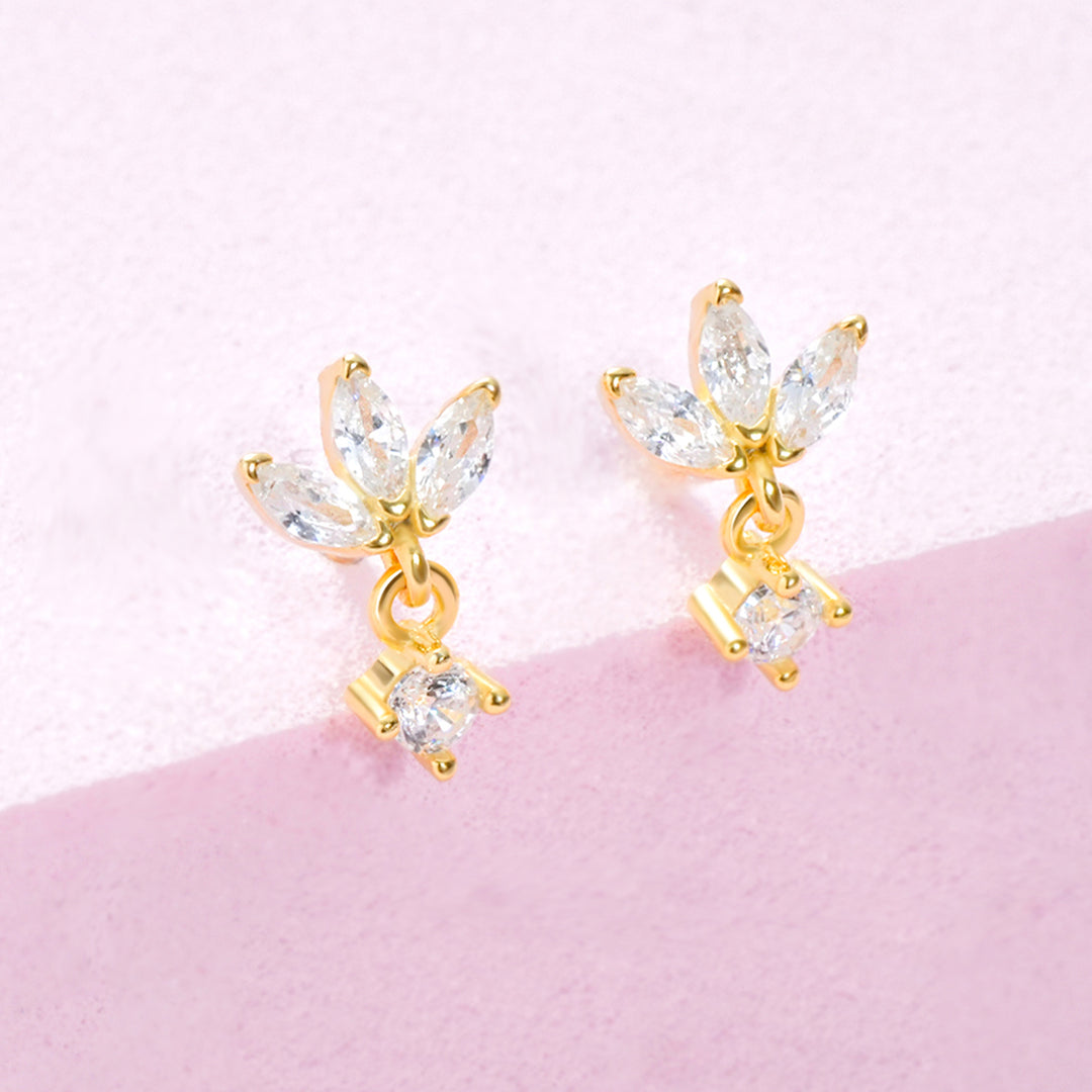 CZ Marquise Floral Dangle Earring for Kids