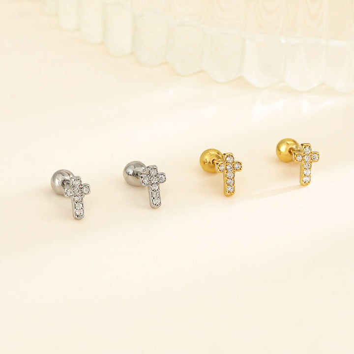 Boucles d'oreilles croix en oxyde de zirconium pour enfants