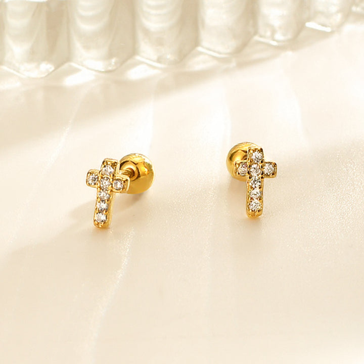 Boucles d'oreilles croix en oxyde de zirconium pour enfants