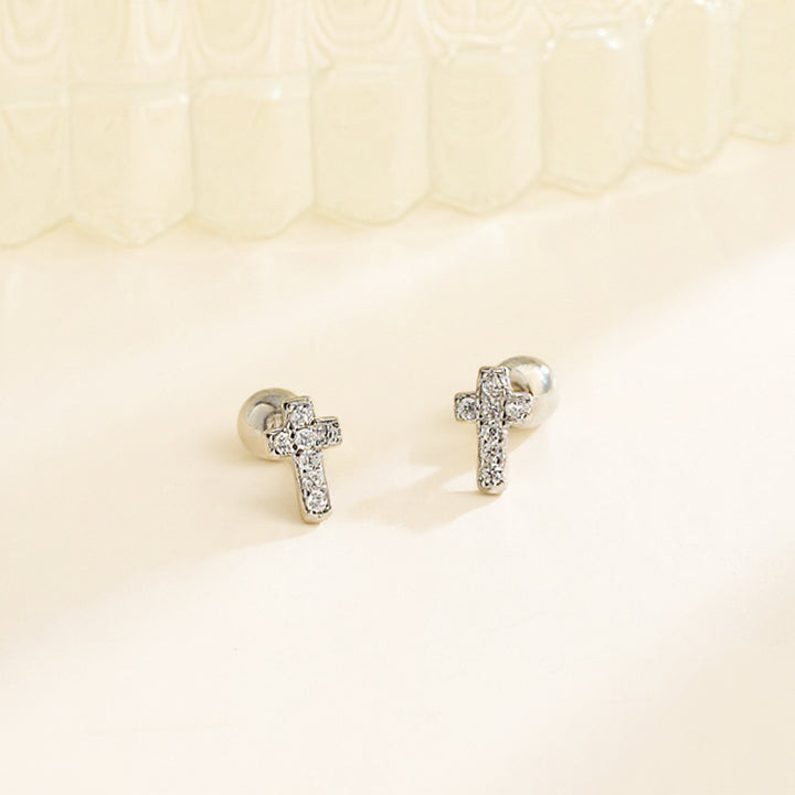 Boucles d'oreilles croix en oxyde de zirconium pour enfants