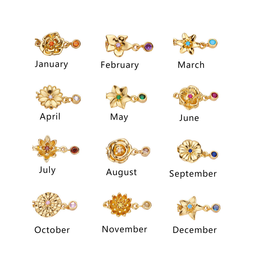 Personalized Birthstone Flower Bracelet