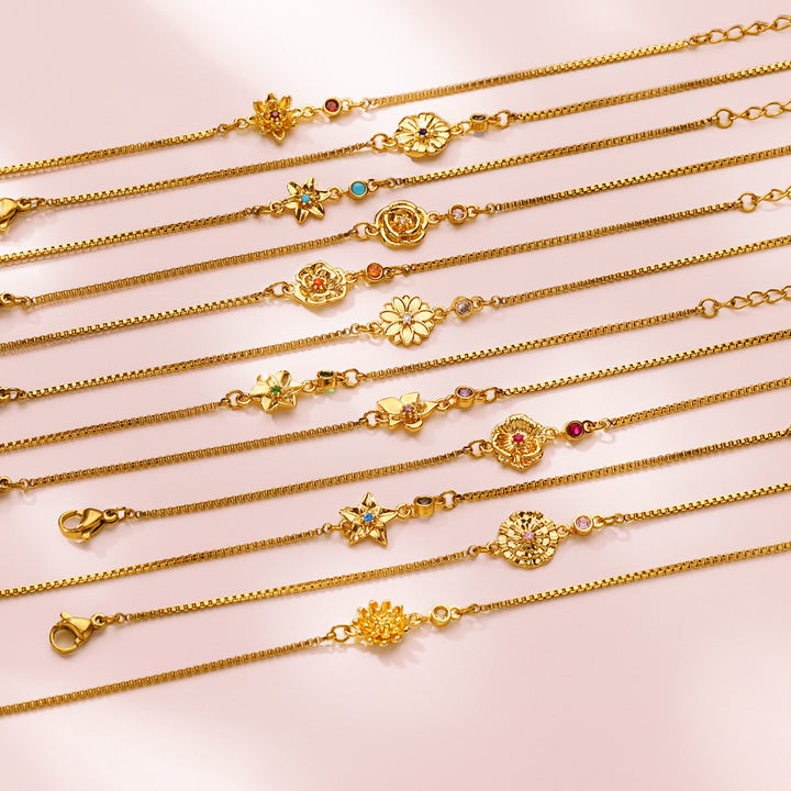 Personalized Birthstone Flower Bracelet