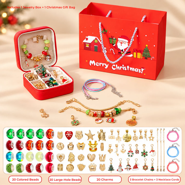Christmas Charm Bracelet Making Kit for Girls DIY Bead Jewelry Set