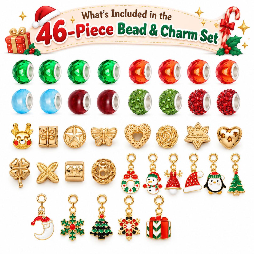 Christmas Charm Bracelet Making Kit for Girls DIY Bead Jewelry Set