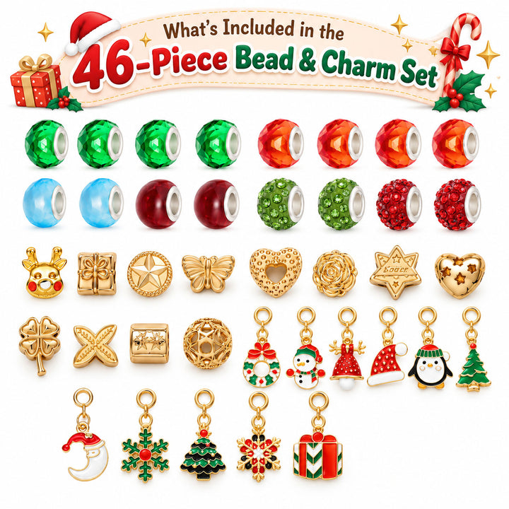 Christmas Charm Bracelet Making Kit for Girls DIY Bead Jewelry Set