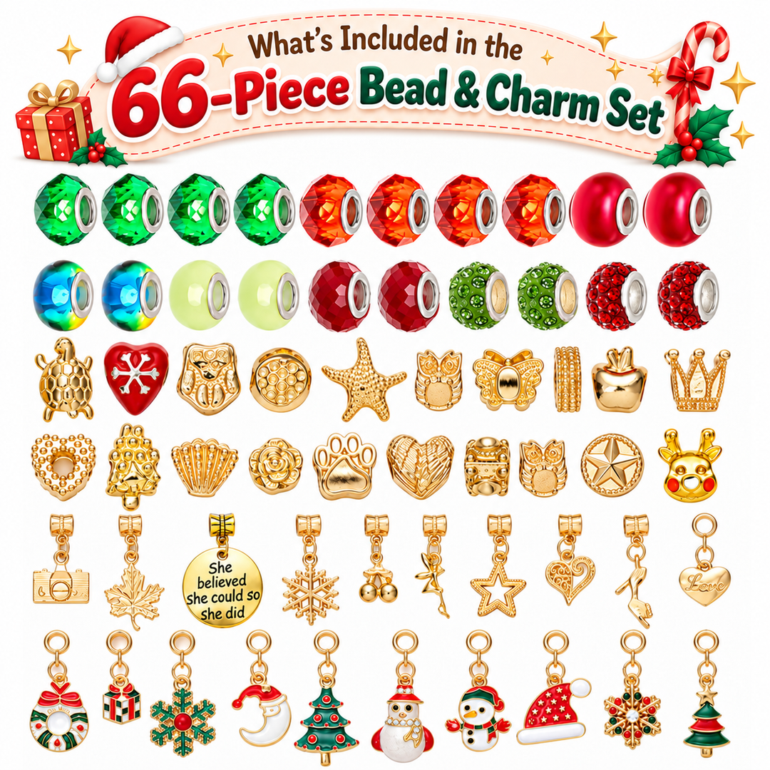 Christmas Charm Bracelet Making Kit for Girls DIY Bead Jewelry Set