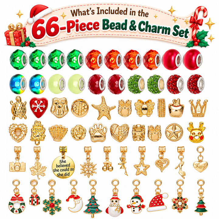 Christmas Charm Bracelet Making Kit for Girls DIY Bead Jewelry Set