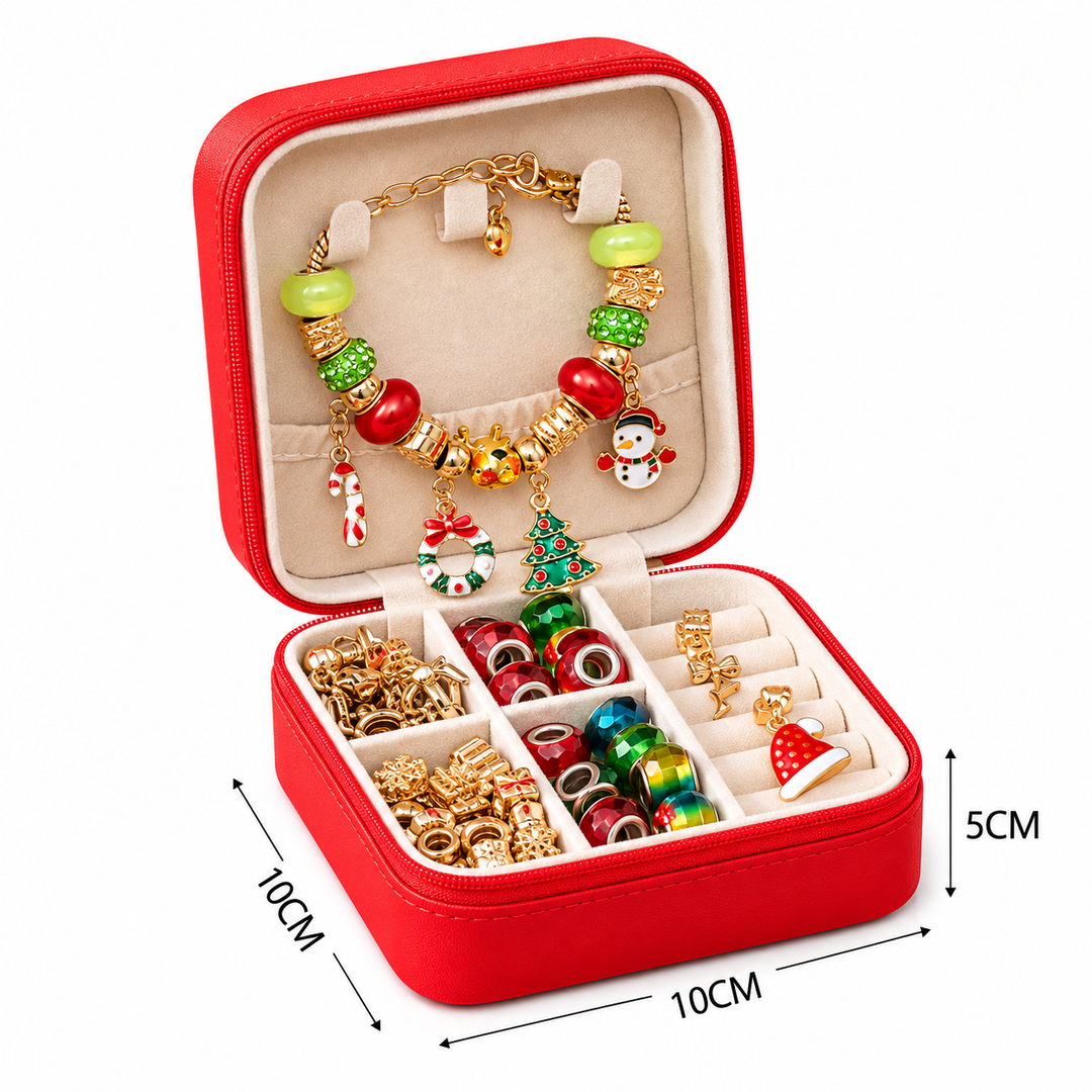 Christmas Charm Bracelet Making Kit for Girls DIY Bead Jewelry Set