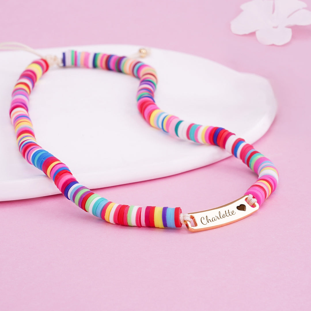 Clay Beads Personalized Baby Girl Name Necklace