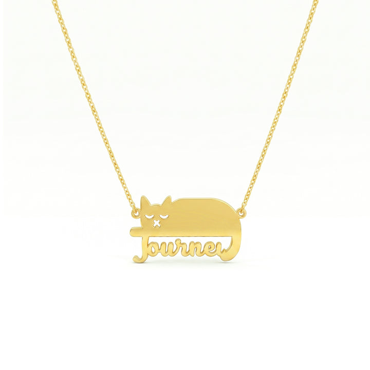 Custom Cat Silhouette Name Necklace