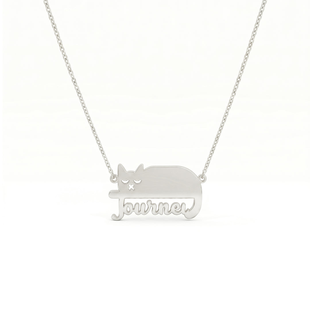 Custom Cat Silhouette Name Necklace