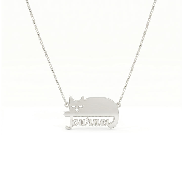 Custom Cat Silhouette Name Necklace