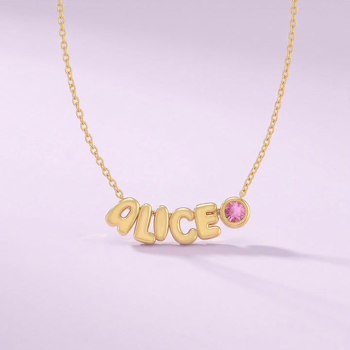 Custom Cute Letter Necklace for Kids with Birthstone or Charm