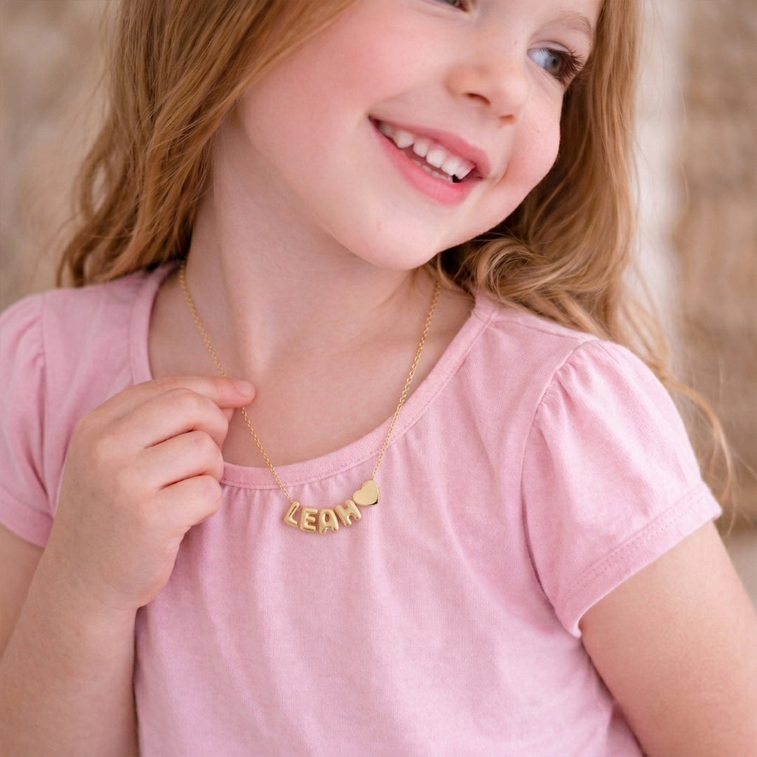 Custom Cute Letter Necklace for Kids with Birthstone or Charm