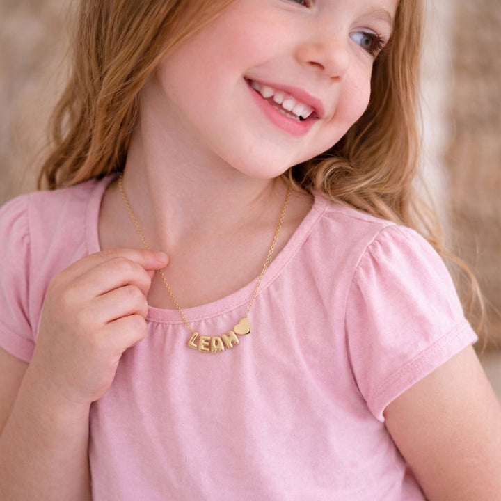 Custom Cute Letter Necklace for Kids with Birthstone or Charm