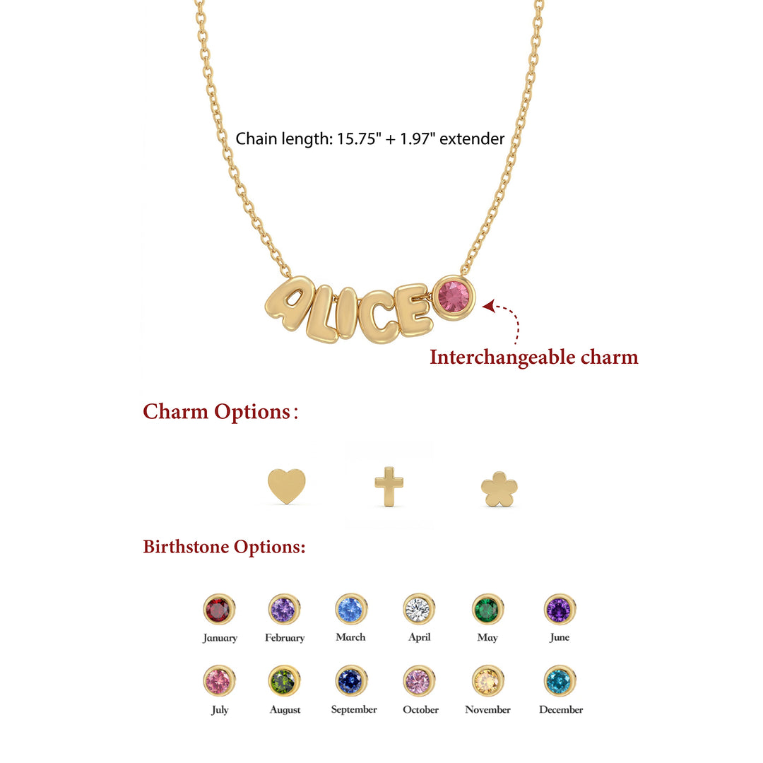 Custom Cute Letter Necklace for Kids with Birthstone or Charm