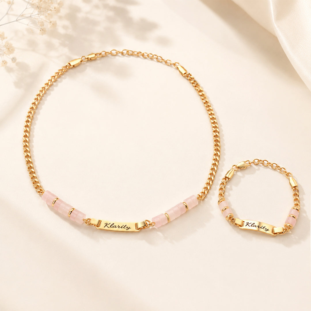 Bracelet personnalisé avec nom de bébé et pierre de naissance 