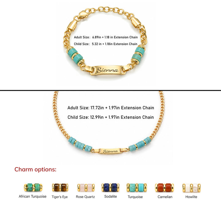 Bracelet personnalisé avec nom de bébé et pierre de naissance 