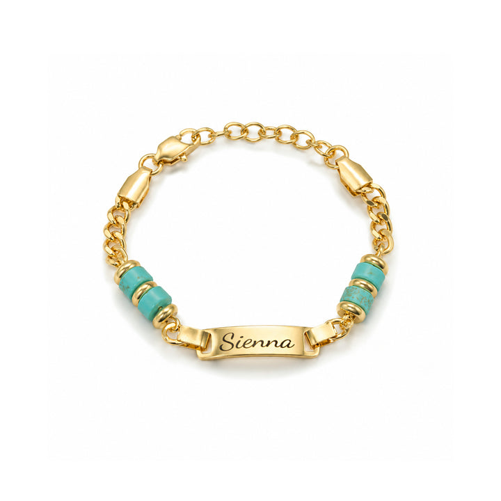 Bracelet personnalisé avec nom de bébé et pierre de naissance 